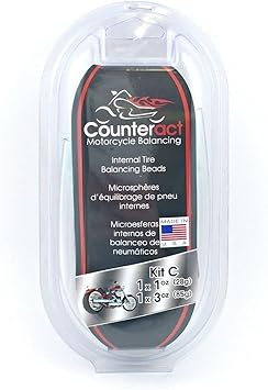 Counteract KIT-C Motorcycle Do It Yourself Tire/Wheel Balancing Beads Kit - (1) 1oz (1) 3oz DIY Bead Bags, (2) Valve Caps and Cores, (1) Core Remover, Injector Bottle