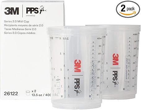 3M PPS 2.0 Spray Gun Cups, 26122, Midi, 13.5 Ounces, Use with Paint Gun and PPS 2.0 Lids and Liners to Paint Cars, Furniture, House and More, 2 Pack