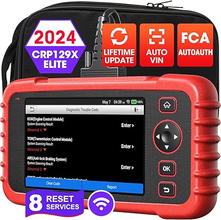 LAUNCH CRP129X Elite 2024 New OBD2 Scanner for Car, FCA AutoAuth, 8 Reset Oil/EPB/SAS/TPMS/BMS/Throttle/DPF Reset/Injector Coding, Scan Tool for ABS/SRS/at/Engine, Lifetime Free Update, Auto VIN