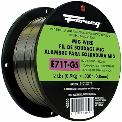 FORNEY Flux Core MIG Wire, 42300, Mild Steel E71T-GS, 0.030