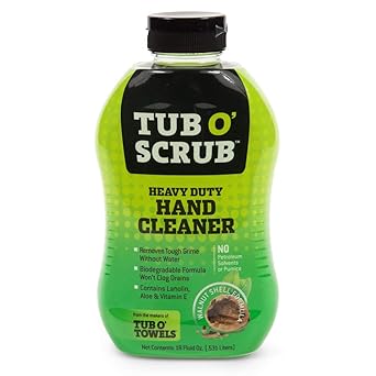 Tub O' Scrub TS18 Heavy Duty Pumice-Free Hand Cleaner, Removes Tough Grime & Dirt Without Water, Biodegradable, 18oz Bottle