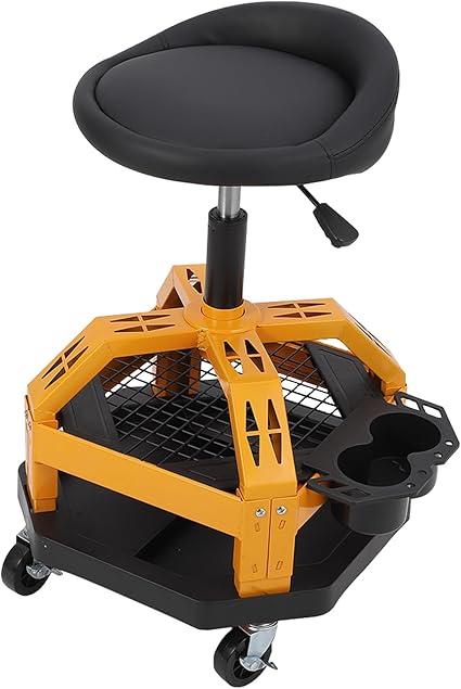 330LBS Rolling Shop Stool for Garage - Heavy-Duty Mechanic Stool, Ease to Move with 360° Universal Casters, Engineering Design, High-Storage