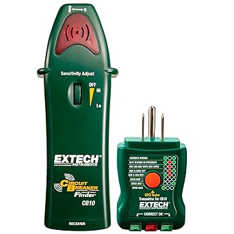 Extech - 1218G94EA - CB10 Circuit Breaker Finder, Locates fuses/breakers, Tests receptacles and GFCI circuits, Green,Red