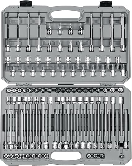 TEKTON 3/8 Inch Drive Hex, Torx, TR Torx, Phillips, Slotted, Square, Triple Square Bit Socket Set (110-Piece) | SHB91317