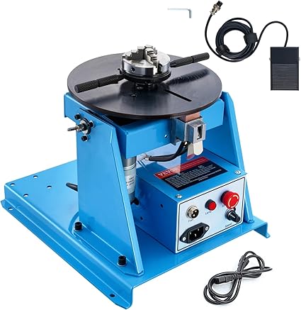 VEVOR Rotary Welding Positioner 10KG, 0-90° Welding Positioning Turntable Table with 8.1 Inch 3-Jaw Lathe Chuck, 1-12 RPM 20W Portable Welder Positioning Machine for Cutting Grinding Assembly Testing