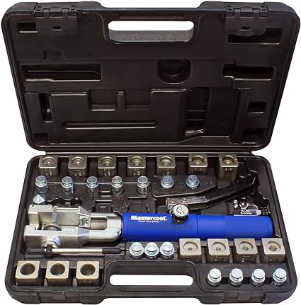 Mastercool 72475-PRC Universal Hydraulic Flaring Tool Set with Tube Cutter, Blue and Silver