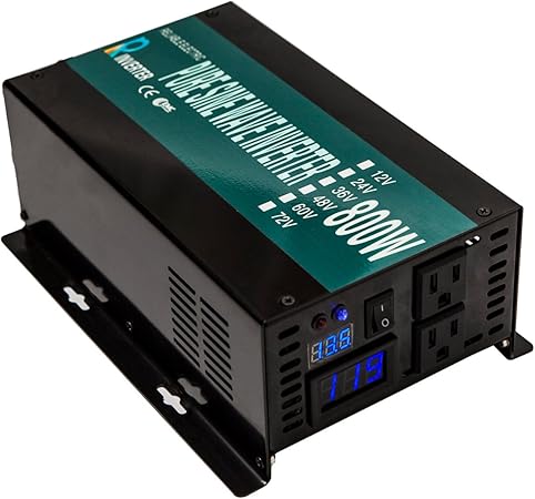 WZRELB Full Power Full Power Endurable Led Display 800W Pure Sine Wave Solar Inverter 12Vdc to 120Vac, (RBP80012B1)