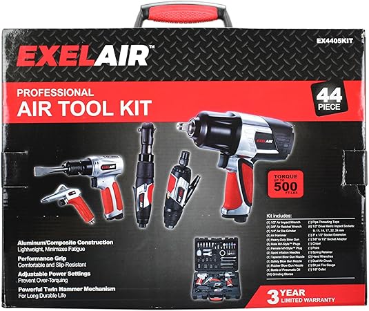 Milton EX4405KIT (44-Piece Professional Air Tool Accessory Kit) - Impact Wrench, Air Ratchet, Die Grinder, Blow Gun, Air Hammer, Dual Air Chuck, Tire Gauge, and Accessories