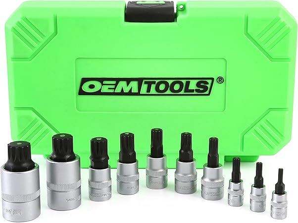 OEMTOOLS 23906 Triple Square Bit Set, Spline Socket Set 10 Piece, Magnetic Triple Square Socket Set, Triple Square Sockets Ideal for Automotive Repairs, Rust-Resistant Finish, M4-M18 Sizes