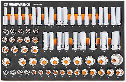 GEARWRENCH 67 Piece 1/2” Drive Master Metric Chrome Socket Set in Foam Storage Tray - GWMSSKT12MM