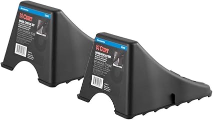 CURT 22800 Black Plastic Wheel Chocks, Vehicle, Trailer, Truck, RV, 2-Pack