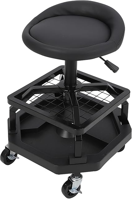 330LBS Rolling Shop Stool for Garage with Casters - Heavy-Duty Mechanic Stool, Ease to Move, Comfortable & Supportable