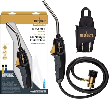 Bernzomatic BZ8250HT Reach Hose Torch, Trigger-Start Hose Torch with Included Holster For Fuel Canister, Red (8250 Reach Torch)