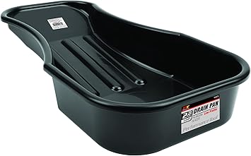 Performance Tool W4073 Heavy Duty 2.8 Quart Oil Drain Pan with Splash Guard and Tapered Spout for Lawn Equipment and Motorcycles