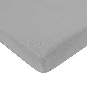 TL Care 100% Natural Organic Cotton Jersey Knit Fitted Pack N Play Playard Sheet, Gray, Soft Breathable, for Boys and Girls