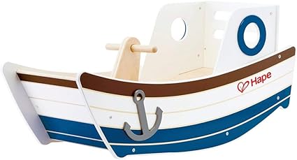 Award Winning Hape High Seas Wooden Toddler Rocking Ride On, L: 32, W: 12.5, H: 14.4 inch