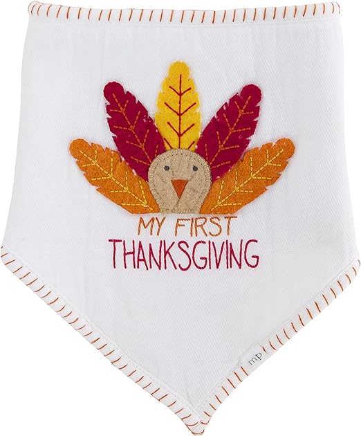 Mud Pie My First Thanksgiving Bib, Orange, White