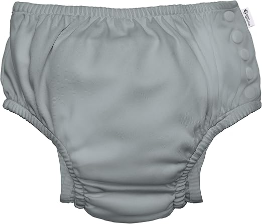 i play. by green sprouts Reusable, Eco Snap Swim Diaper with Gussets, UPF 50, Gray, Patented Design, STANDARD 100 by OEKO-TEX Certified 18 mo