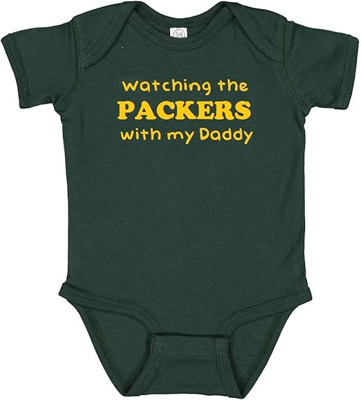 Watching the Packers with my Daddy Baby Boy Bodysuit Outfit Romper Gift