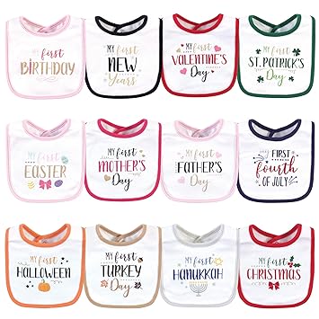 Little Treasure Unisex Baby Cotton Bibs, Holiday Fancy Girl, One Size