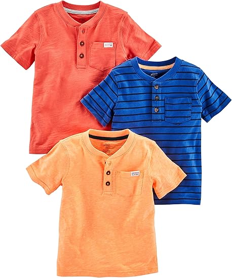 Simple Joys by Carter's Baby Boys' 3-Pack Short-Sleeve Tee Shirts, Orange/Blue/Red, 5T