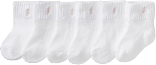 Polo Ralph Lauren Baby Classic Sport Ankle Socks-6 Pair Pack-Soft Stretchy Yarn & Stay Up Top