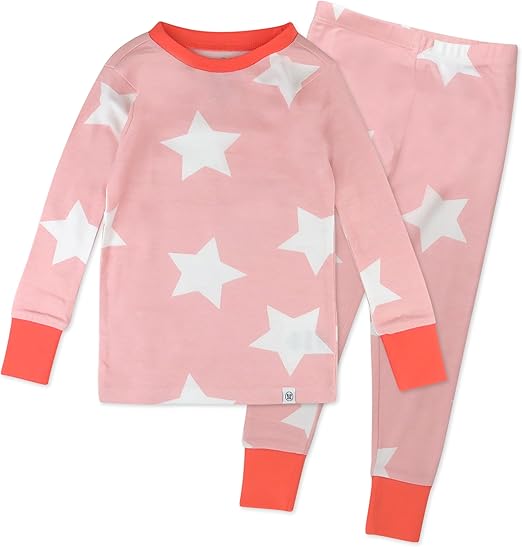 HonestBaby 2-Piece Pajamas Sleepwear PJs 100% Organic Cotton for Infant Baby and Toddler Girls