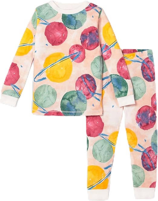 Burt's Bees Baby Baby Girls' Pajamas, Tee and Pant 2-Piece Pj Set, 100% Organic Cotton, Outer Space