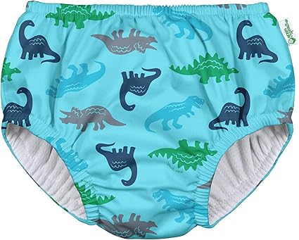 green sprouts Baby Boys Reusable And Toddler Swim Diaper, Aqua Simple Dino, 12 Month US