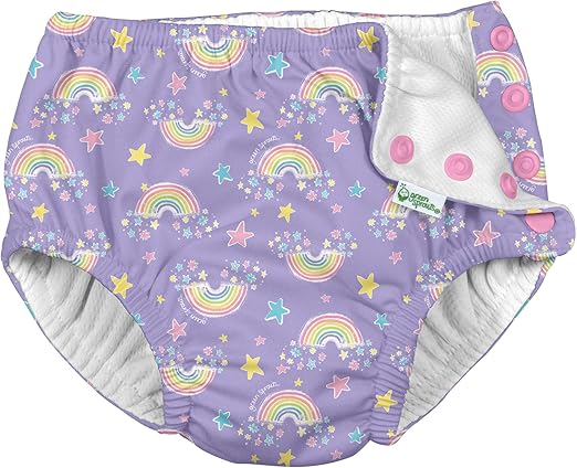 i Play Girls Reusable Absorbent Baby Swim Diapers Violet Rainbows 6 Months