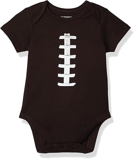 The Children's Place Baby Single Short Sleeve 100% Cotton Bodysuits, Football, 9-12 Months