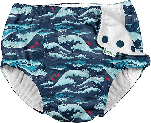 i Play Boys Reusable Absorbent Baby Swim Diapers Navy Tidal Waves 18 Months