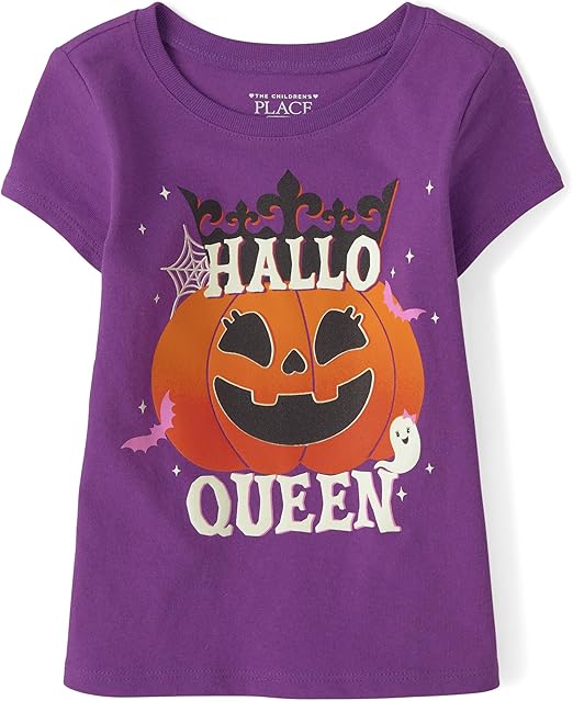 The Children's Place Unisex-Baby and Toddler Halloween Short Sleeve Graphic T-Shirt Halloween Queen 18-24 Months