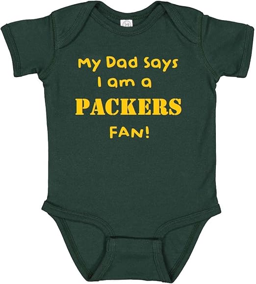 Green Bay Baby Football - My Dad Says I am a Fan Cute Bodysuit Romper Outfit