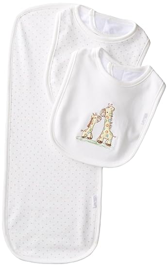 Little Me Clothes for Baby Boys' 3-Piece Giraffe Bib and Burp Set