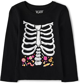 The Children's Place Baby Girls' and Toddler Family,Mom,Dad,Sibiling Short Sleeve Graphic T-Shirts,Multipacks, Candy Skeleton, 2T