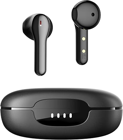 Tribit Wireless Headphones, Wireless Bluetooth Earbuds, Noise Canceling with 4 Microphone 32H Playtime, Waterproof Earphones for Music Calls School Work, Flybuds C2 Black