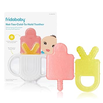 Frida Baby Teething Relief Not-Too-Cold-to-Hold Baby Teether | BPA-Free Silicone Teething Toys