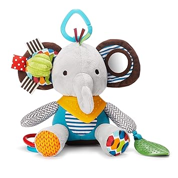 Skip Hop Bandana Buddies Baby Activity and Teething Toy with Multi-Sensory Rattle and Textures, Elephant