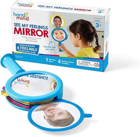 hand2mind See My Feelings Mirror, Play Therapy Toys, Mindfulness for Kids, Emotional Regulation for Kids, Social Emotional Learning Activities, Calm Down Corner Supplies, Calming Corner (Set of 1)