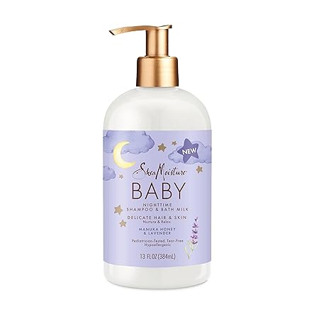 SheaMoisture Manuka Honey & Lavender Baby Shampoo & Bath Milk for Delicate Hair and Skin (Pack of 1) | 13 oz