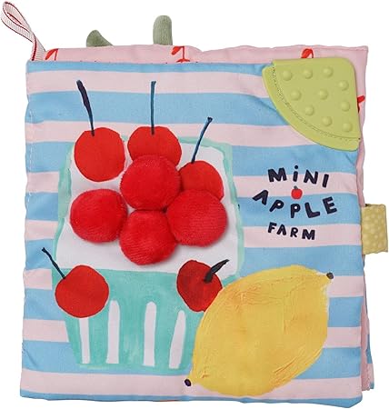 Manhattan Toy Mini-Apple Farm Soft Activity Crinkle Book for Baby & Toddler with Discovery Mirror and Textured Teether Multicolor