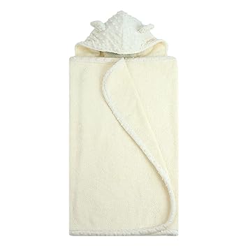 My Blankee Minky Dot Organic Hooded Terry Towel, Ivory