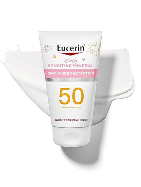 Eucerin Sun Sensitive Mineral Baby Sunscreen SPF 50, Sunscreen Lotion with Zinc Oxide Protection, Mineral Sunscreen, 4 Fl Oz Tube