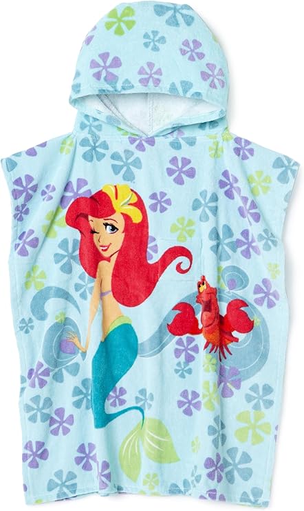 Little Mermaid Ariel Poncho Style Hooded Towel with Sound