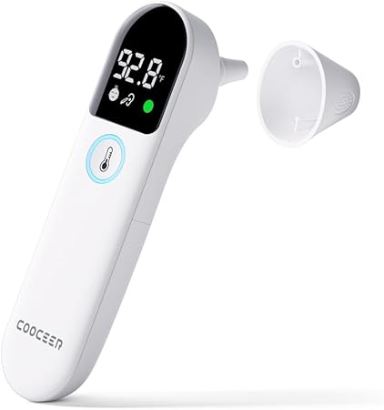 Digital Thermometer for Adults and Kids: Accurate Ear and Forehead Temperature Readings - Fever Alarm - Touchless Ideal for Babies Toddlers Infants Sensiors - Large LED Display - Home Use