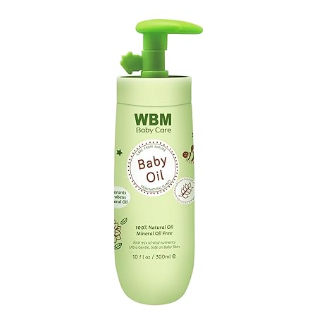 WBM Care Baby Oil-Moisturizing Baby Massage Oil|Mineral Oil Free With 100% Natural Ingredients And Vitamin E - 10 Oz