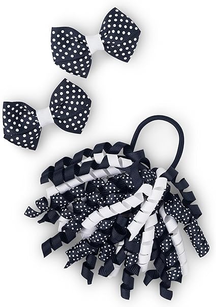 Gymboree Girls and Toddler Headbands and Hair Accessories, Navy/Slate Curly Bow 3 Pack, One Size