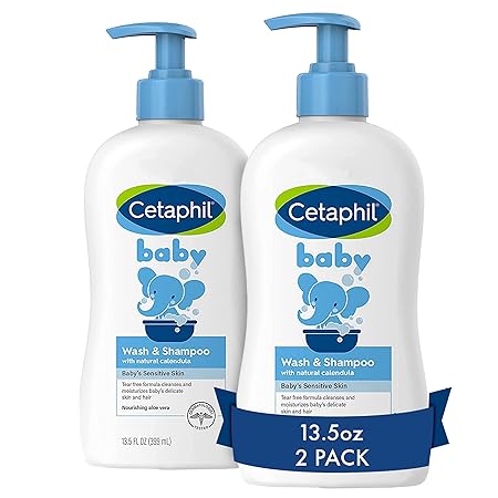 Cetaphil Baby Wash & Shampoo Body Wash, 13.5 oz (Pack of 2) | hypoallergenic, gentle enough for everyday use, soap free