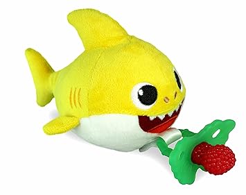 Baby Shark - RaZbuddy RaZberry Teether/Pacifier Holder w/Removable Baby Teether Toy - 0M+ - Bpa Free - RaZbaby